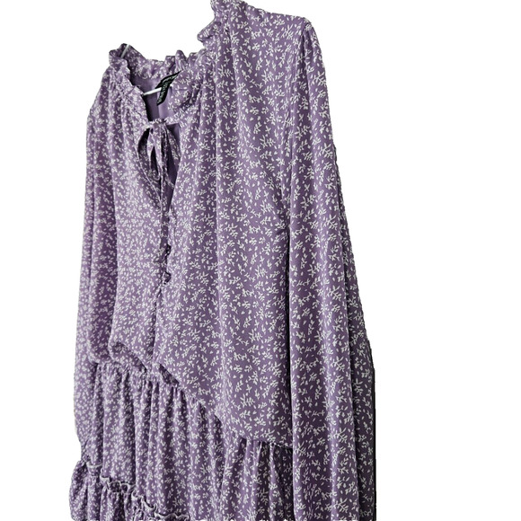 Ellen Tracey Peasant Dress Size L Knee/Midi Purple Ren Faire Lined Long Sleeve - Picture 7 of 8